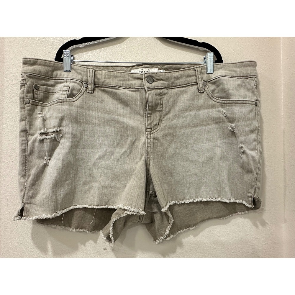 Torrid Womens Plus Size 22 Taupe Distressed Raw Hem Denim Shorts Cut Off